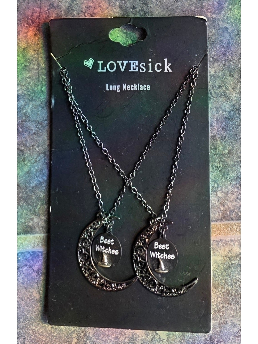 Lovesick Black Double Crescent Moon 'Best Witches' Necklaces